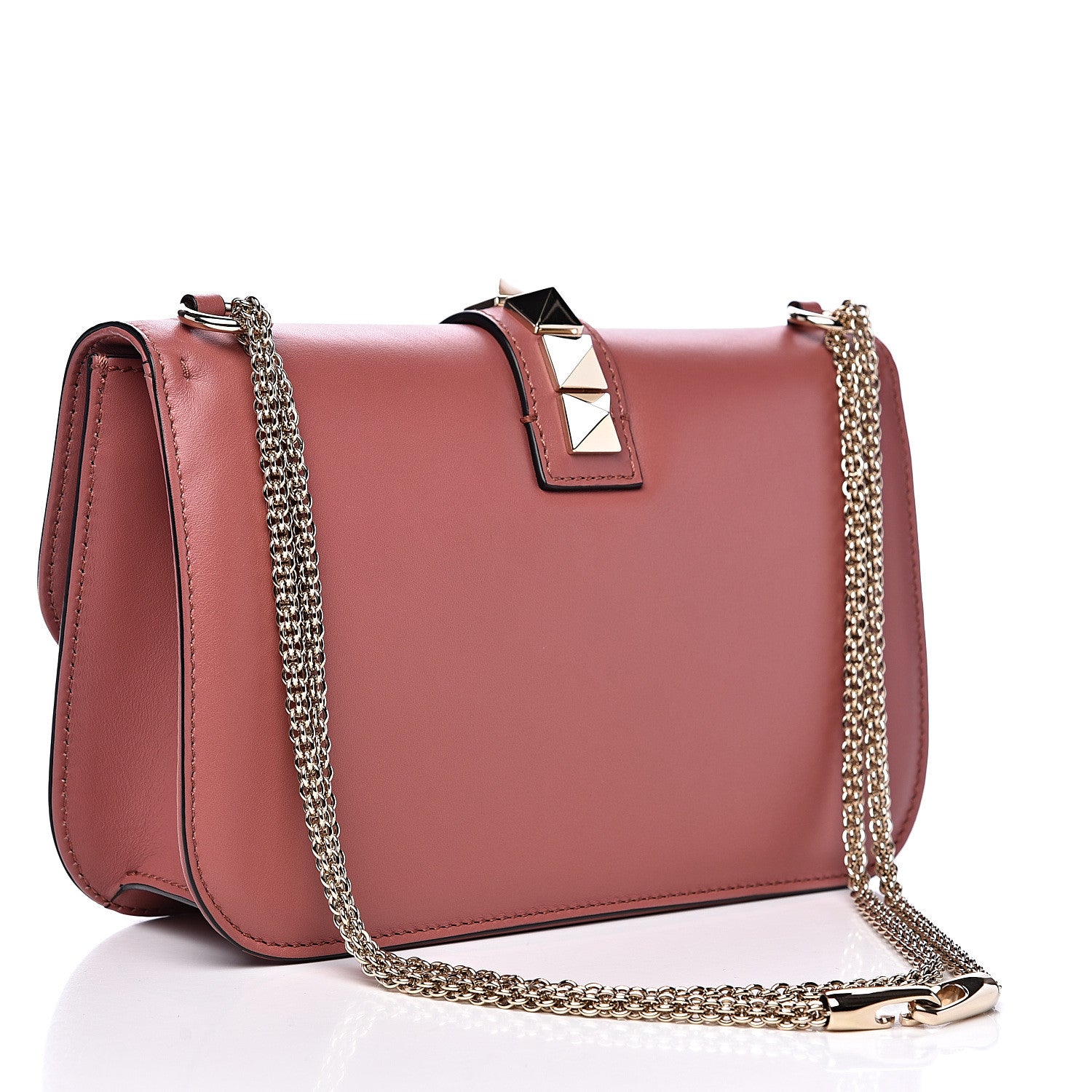 Valentino Garavani Vitello Medium Glam Lock Rockstud Flap Antique Rose 2 of 9
