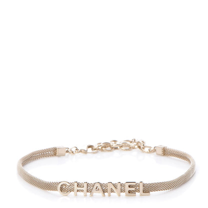 Chanel Mesh Mesh Logo Choker Necklace Gold 1 of 5