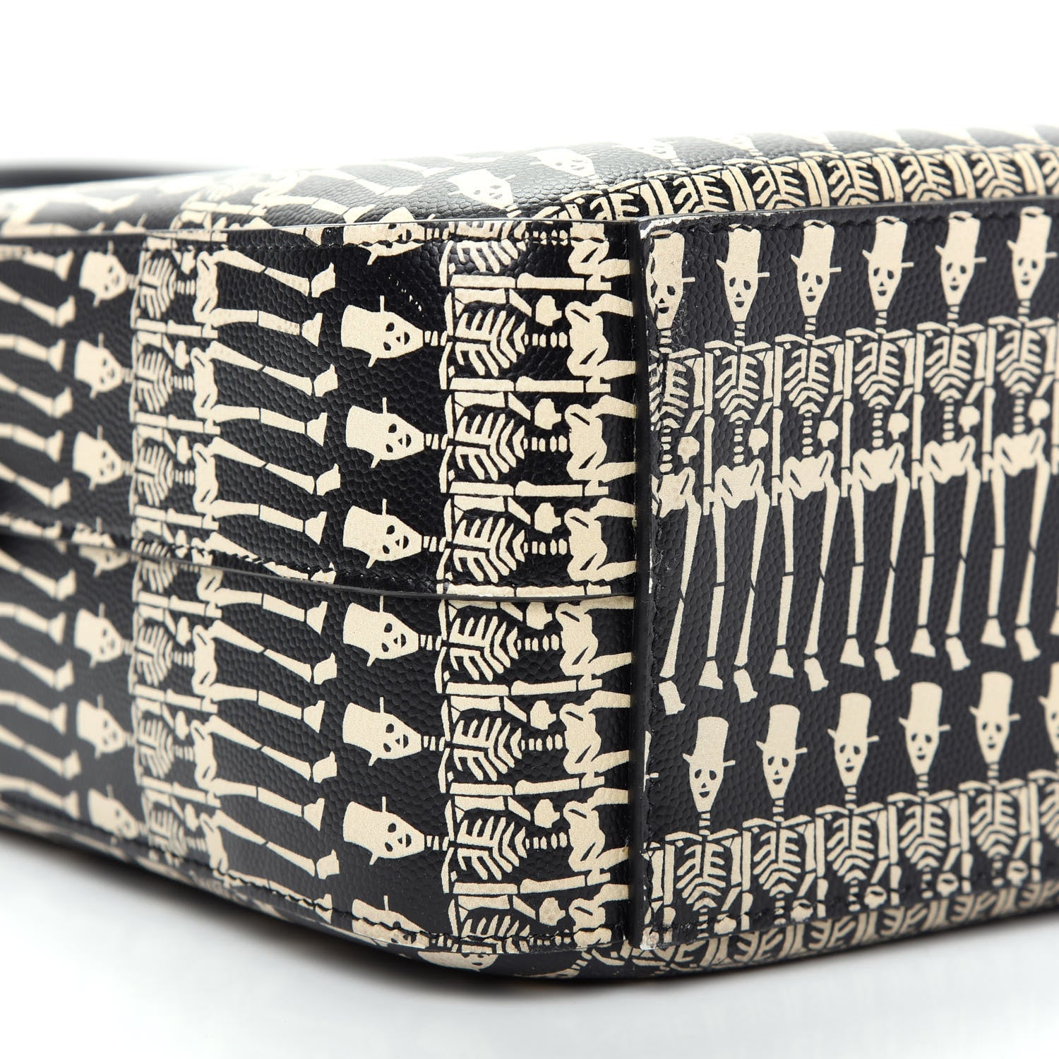 Saint Laurent Grain de Poudre Skeleton Print Medium Museo Briefcase Black 6 of 9