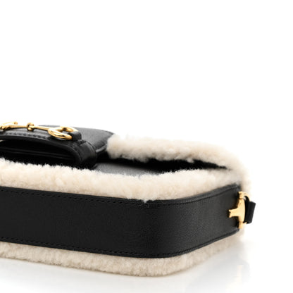 Gucci Sakai Be Green Calfskin Shearling Mini Horsebit 1955 Shoulder Bag Black 10 of 10