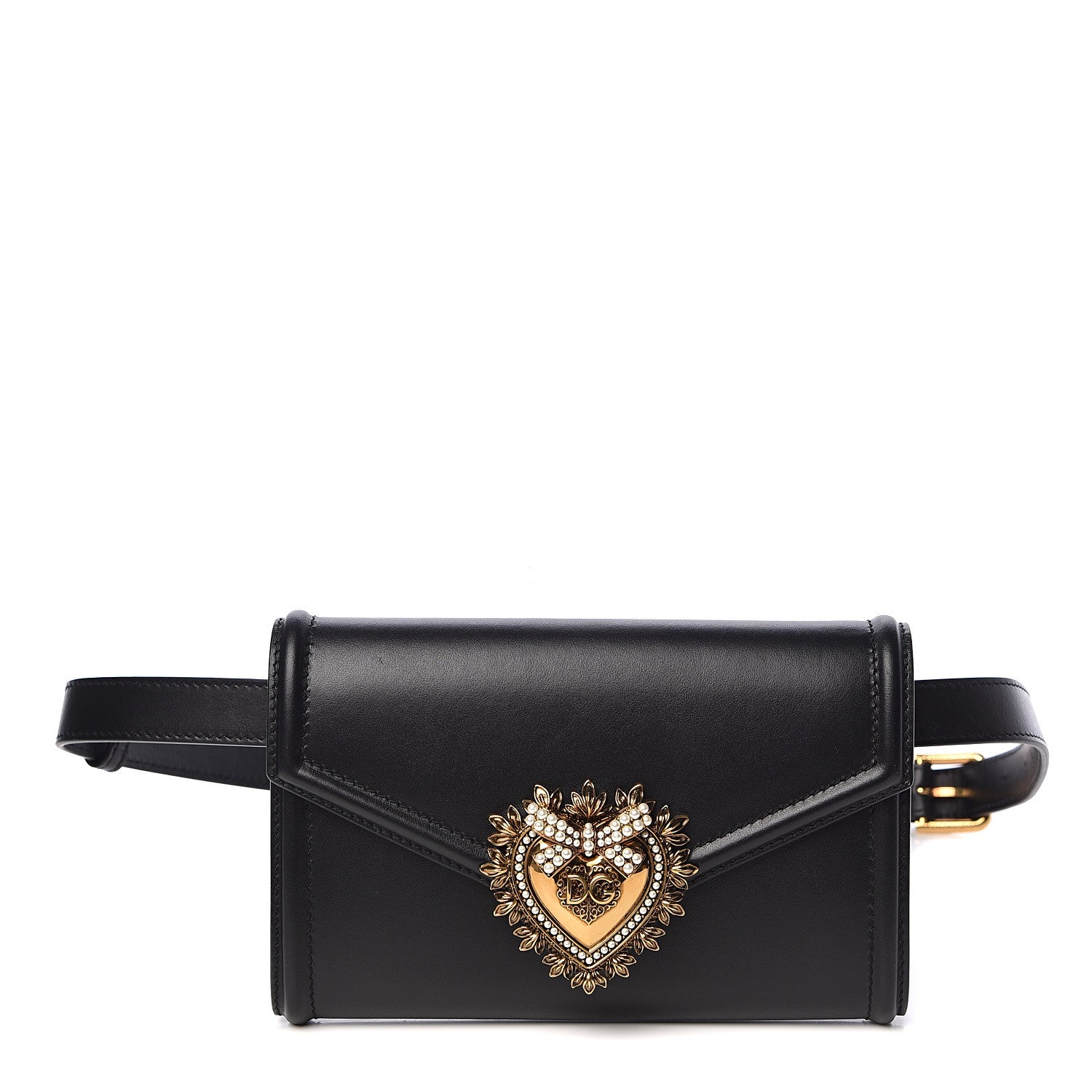 Dolce & Gabbana Agnello Vitello Devotion Belt Bag Black 1 of 12