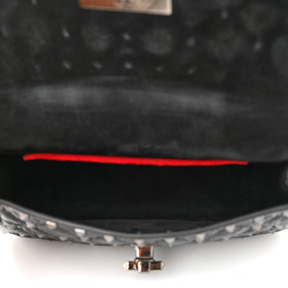 Valentino Garavani Craquele Nappa Small Rockstud Spike Shoulder Bag Black 4 of 6