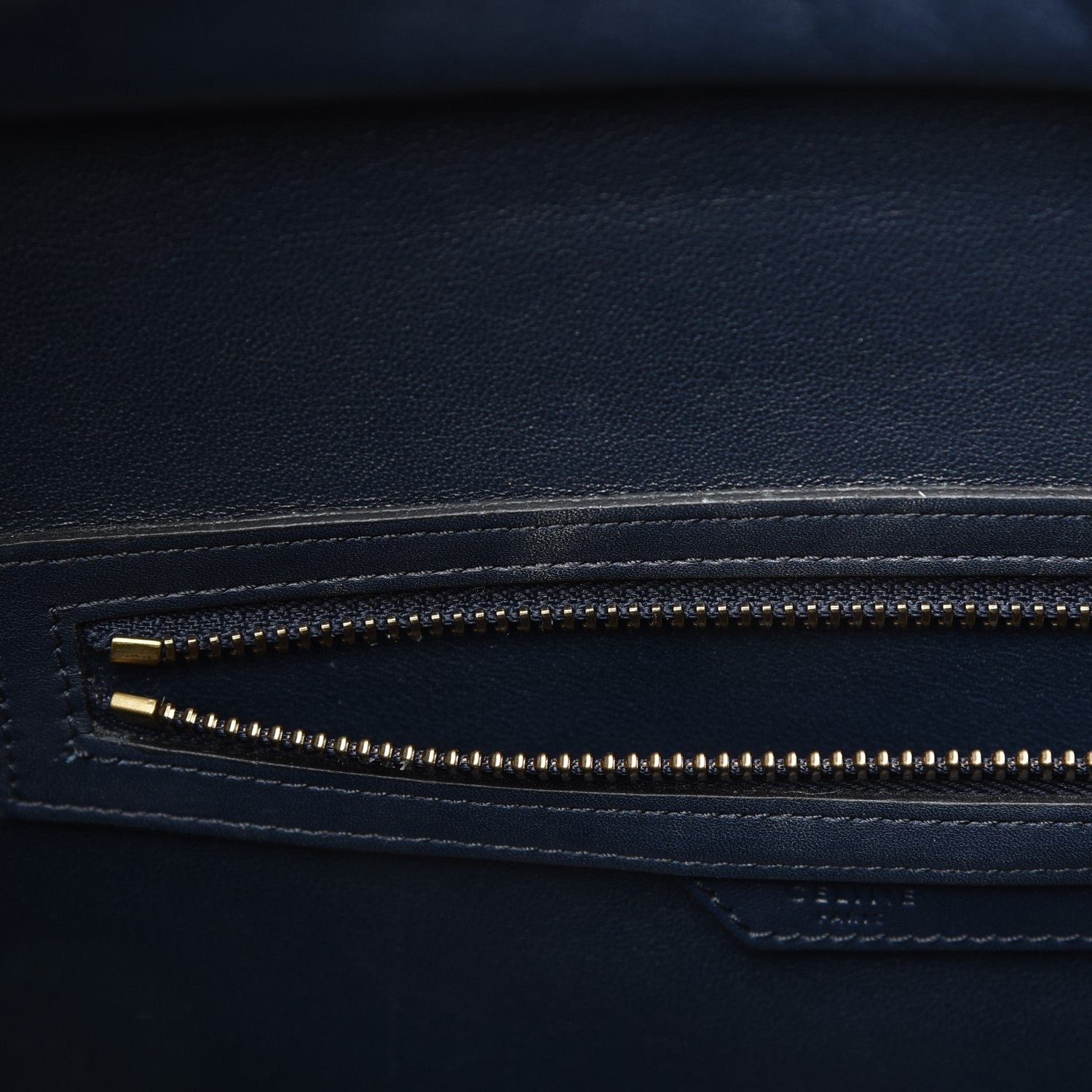 Celine Smooth Calfskin Striped Cotton Canvas Mini Luggage Navy Blue 9 of 15