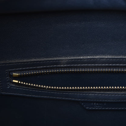 Celine Smooth Calfskin Striped Cotton Canvas Mini Luggage Navy Blue 9 of 15