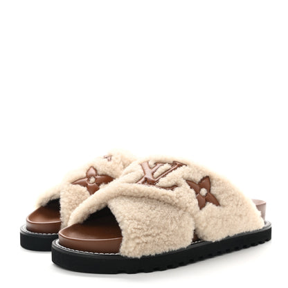 Louis Vuitton Shearling Paseo Flat Comfort Mule 37.5 Brown 3 of 9