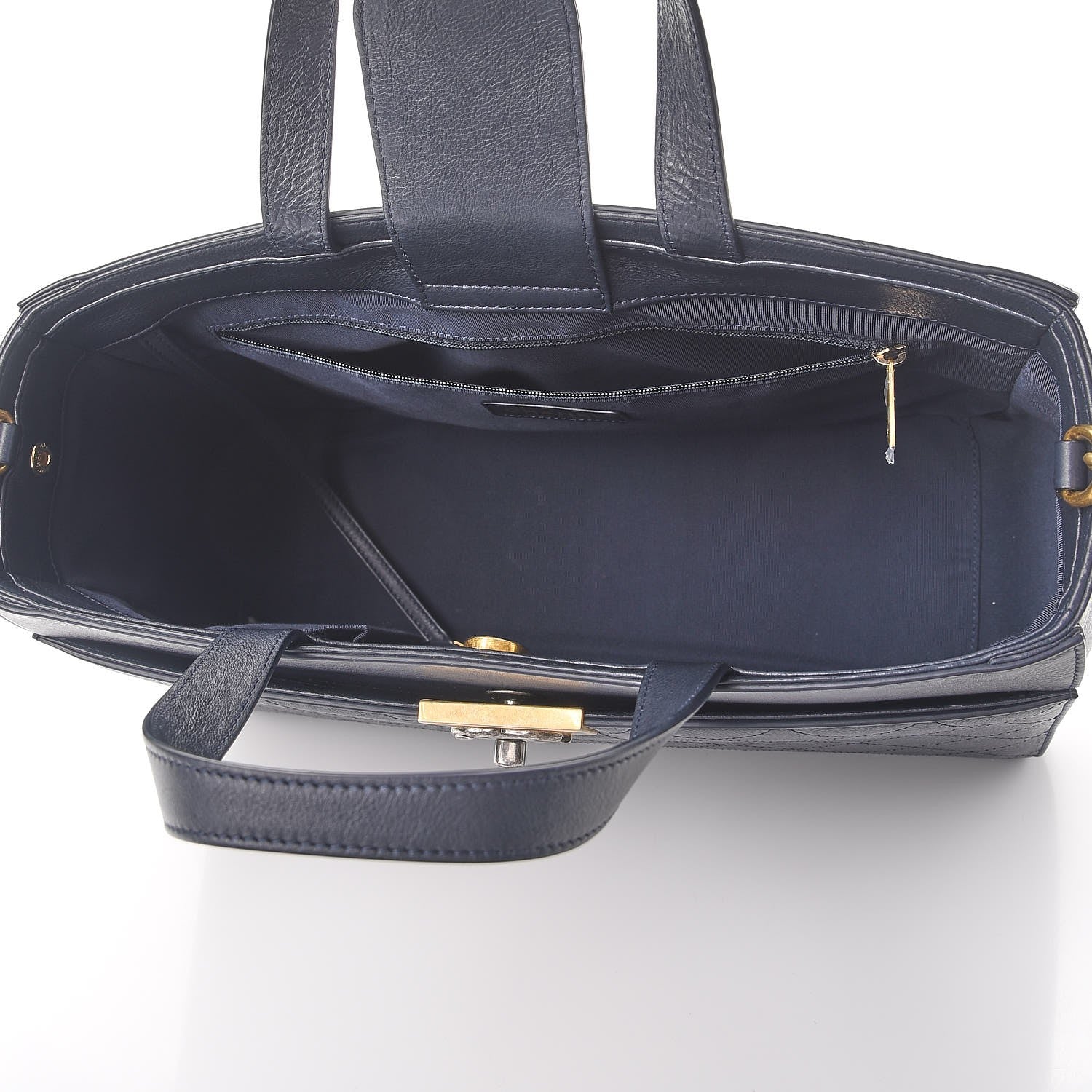 Chanel Calfskin Stitched Large Straight Lines Shopping Tote Navy 7 of 11