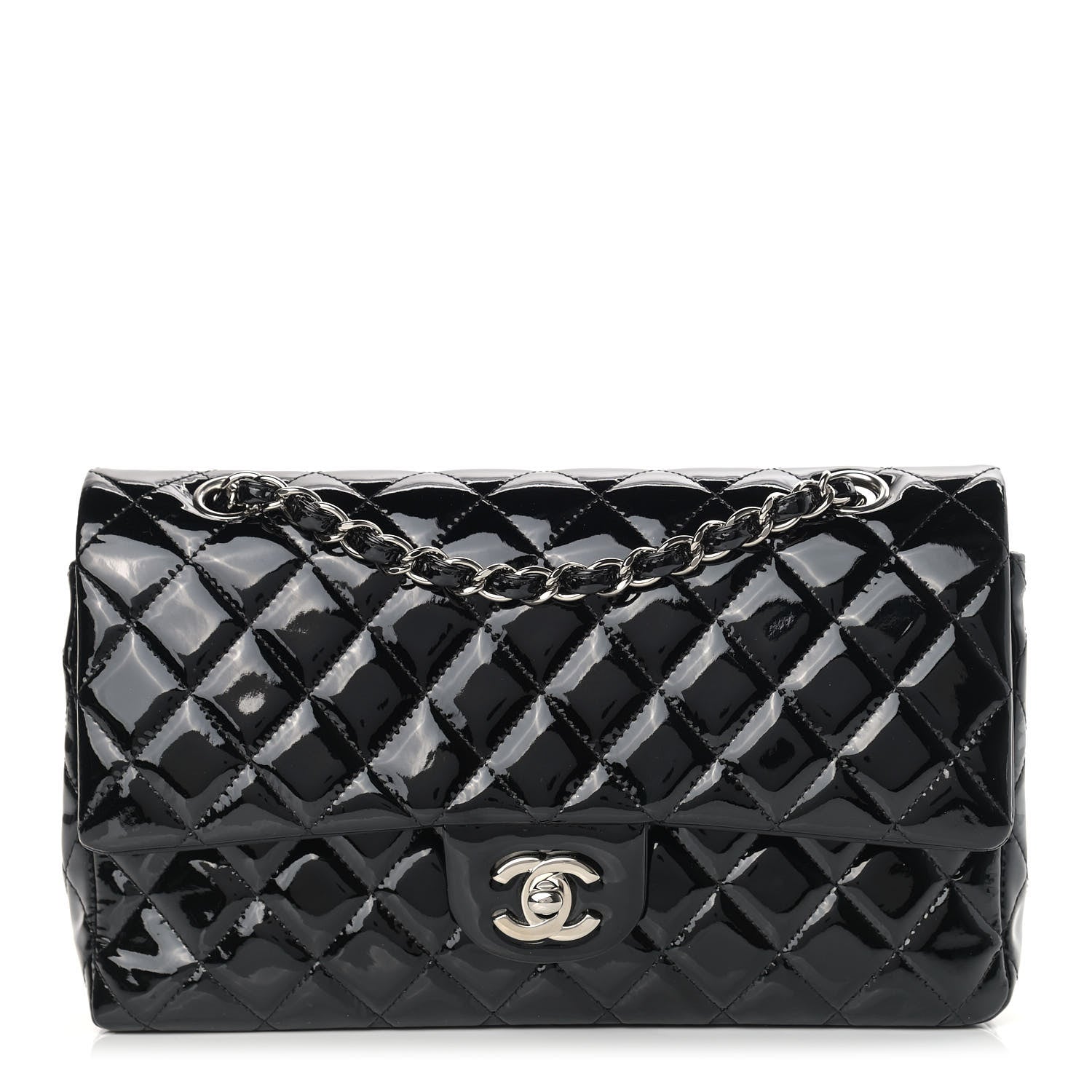 Chanel Patent Quilted Medium Double Flap Black 1 of 13
