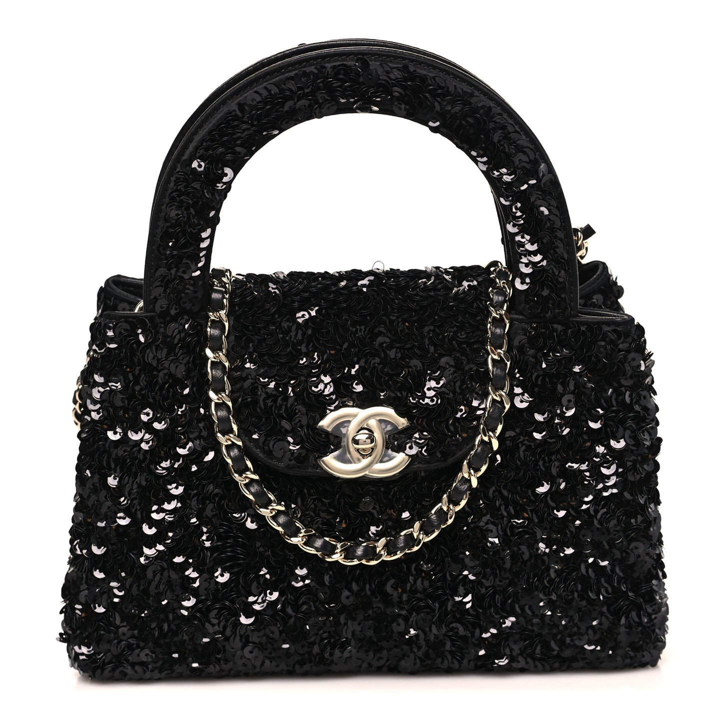Sequin Nano Kelly Shopper Black