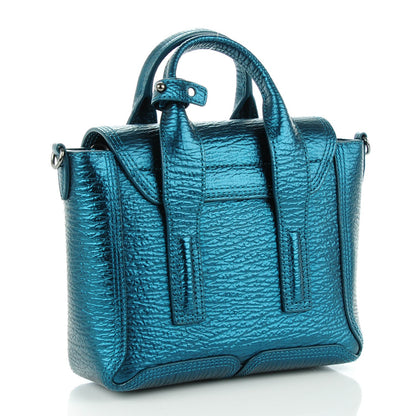 3.1 Phillip Lim 3.1 Metallic Textured Calfskin Mini Pashli Satchel Turquoise 3 of 8