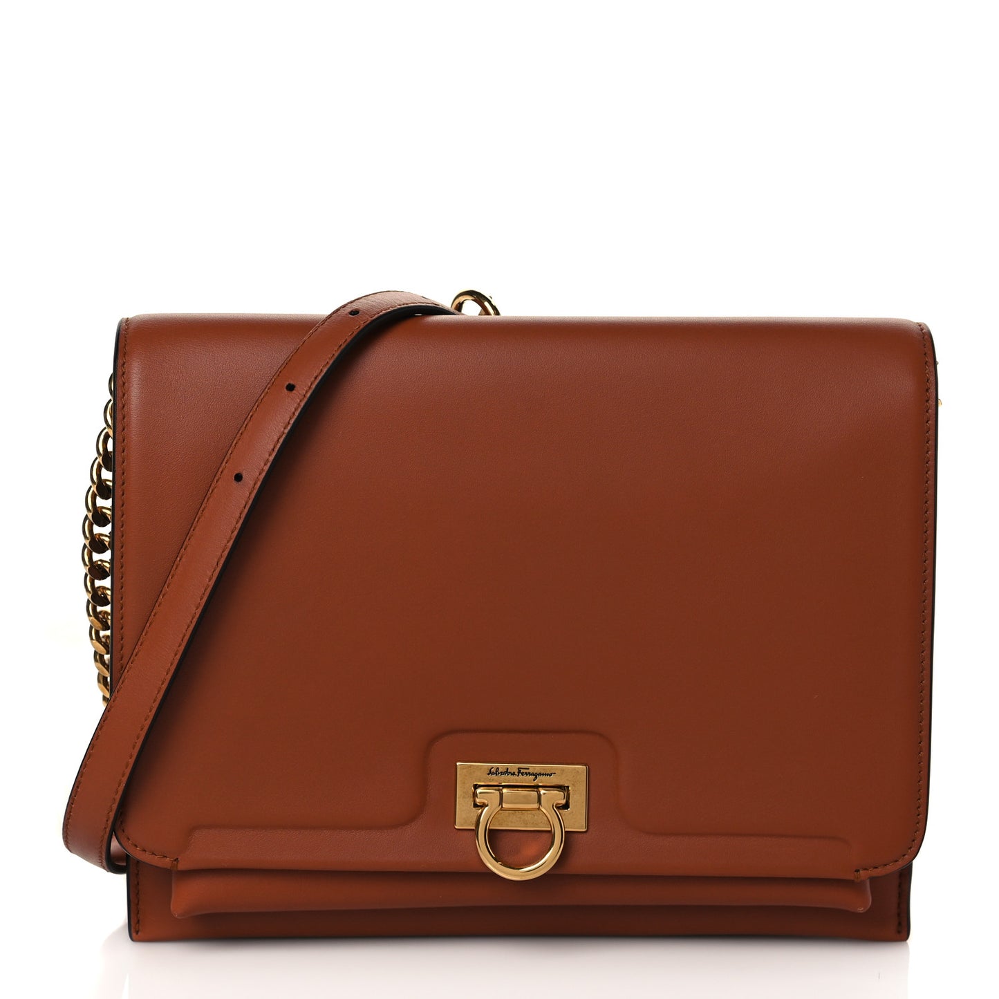Calfskin Trifolio Flap Bag Siena Tan