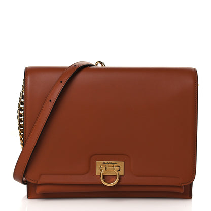 Salvatore Ferragamo Calfskin Trifolio Flap Bag Siena Tan 1 of 9