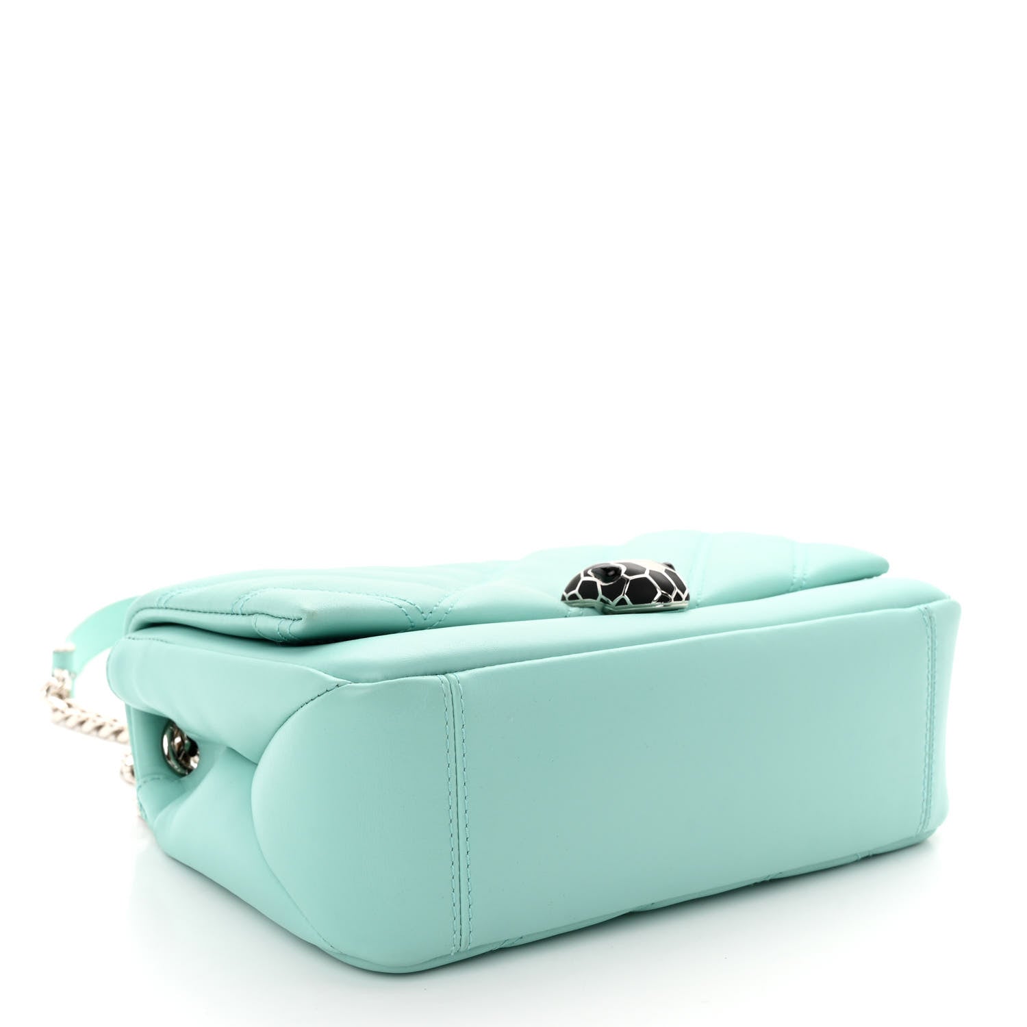 Bulgari Calfskin Matelasse Small Serpenti Cabochon Shoulder Bag Turquoise 5 of 11