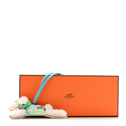 Hermes Milo Lambskin Shearling Silk Budy Charm Aloha Blue Hydra Vert Comics 5 of 5