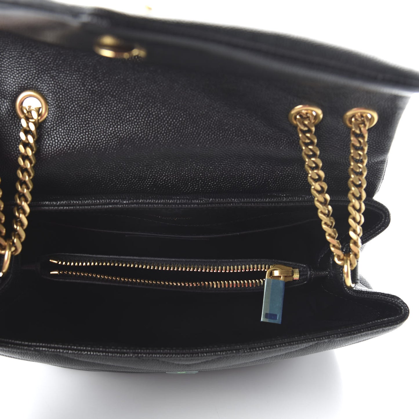 Grain de Poudre Calfskin Y Quilted Monogram Small Loulou Chain Satchel Black