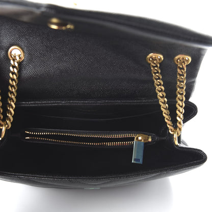 Saint Laurent Grain de Poudre Calfskin Y Quilted Monogram Small Loulou Chain Satchel Black 8 of 17