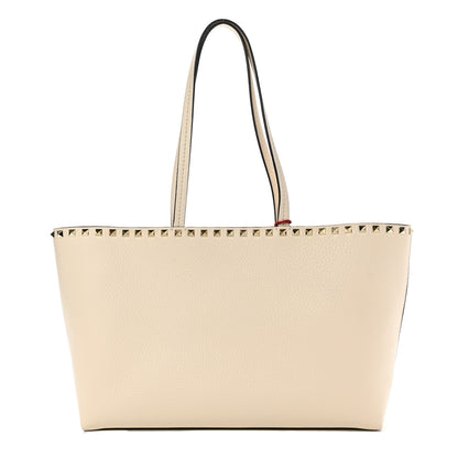 Valentino Garavani Grained Calfskin Small Rockstud Shoulder Tote Light Ivory 1 of 12