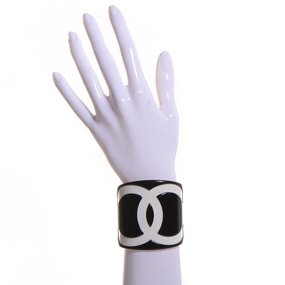 Chanel Resin CC Cuff Black White 2 of 4