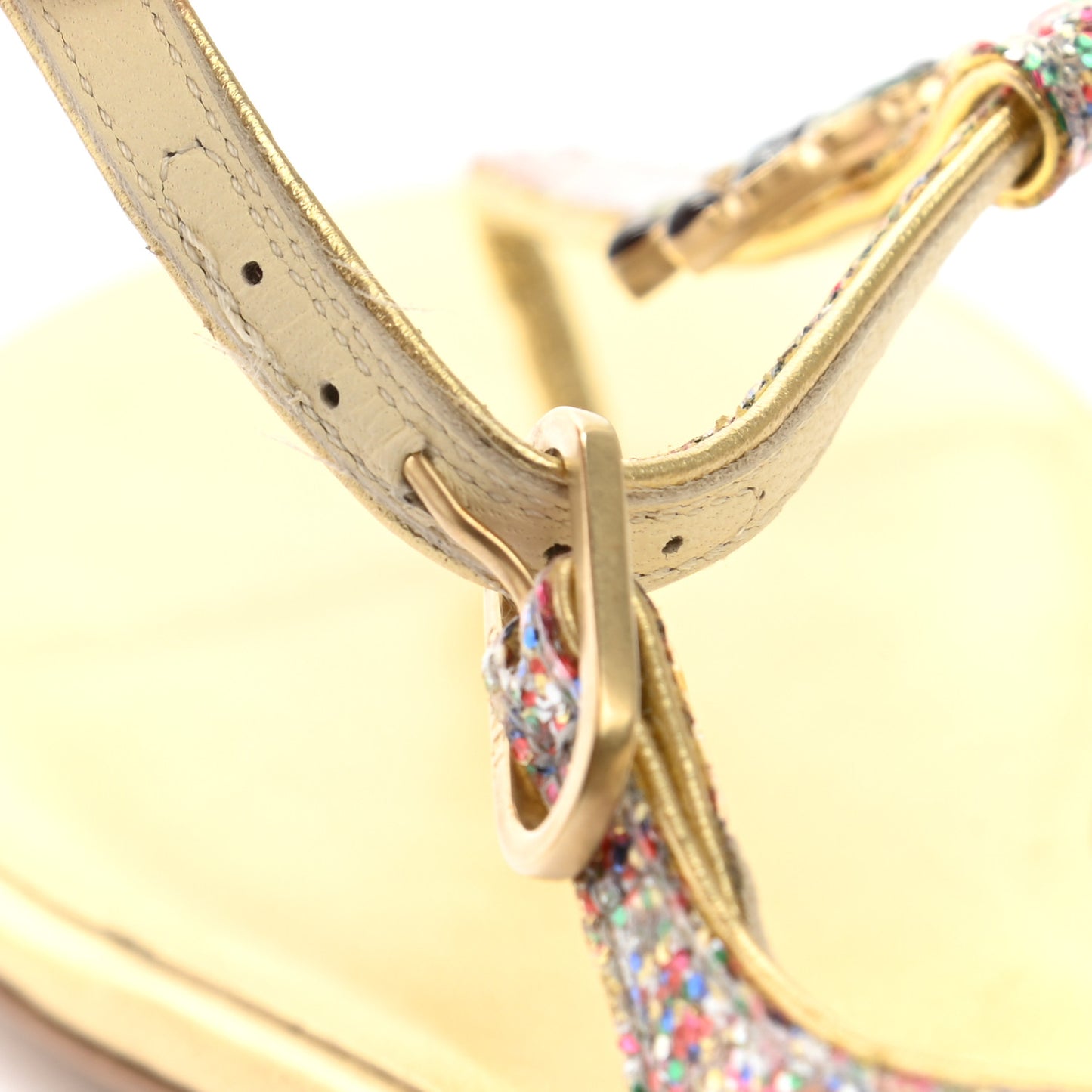 Patent Glitter Fabric CC Thong Sandals 37.5 Multicolor