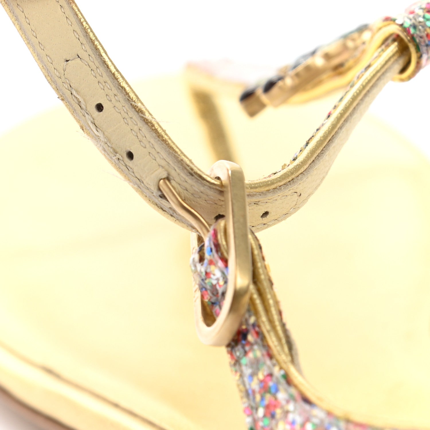 Chanel Patent Glitter Fabric CC Thong Sandals 37.5 Multicolor 8 of 15