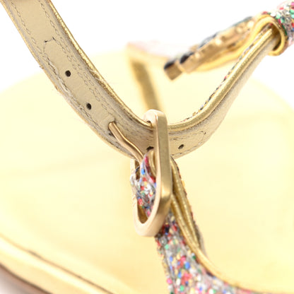 Chanel Patent Glitter Fabric CC Thong Sandals 37.5 Multicolor 8 of 15