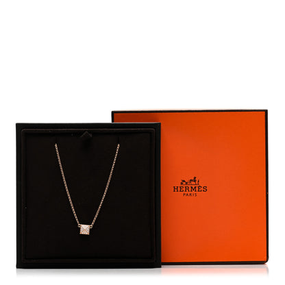 Hermes 18K Rose Gold Diamond Clou d'H Pendant Necklace 5 of 5