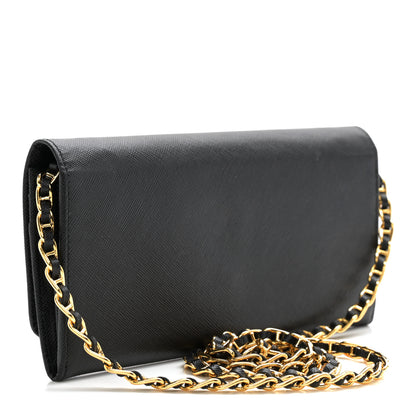 Prada Saffiano Metal Oro Chain Wallet Black 3 of 10