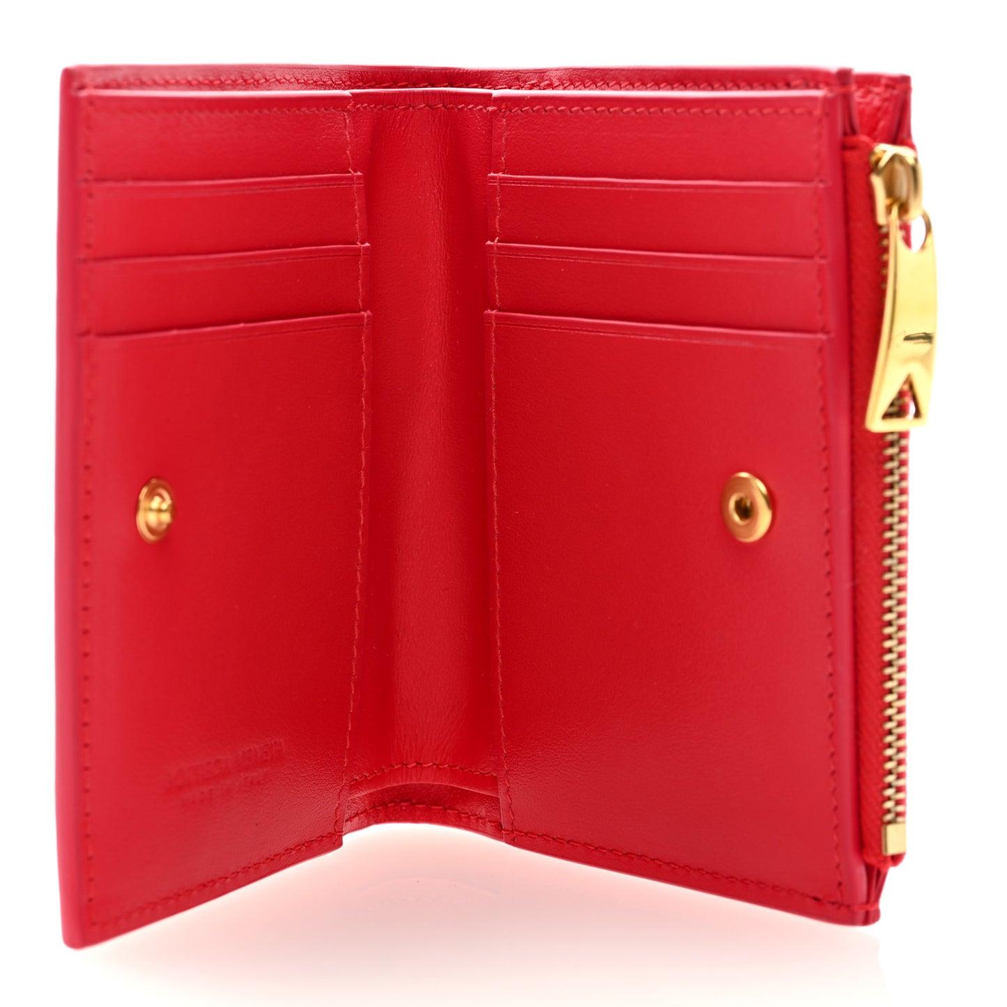 Calfskin Padded Zip Card Holder Nail Polish