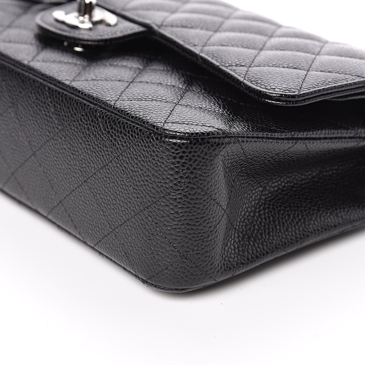 Caviar Quilted Medium Double Flap Black