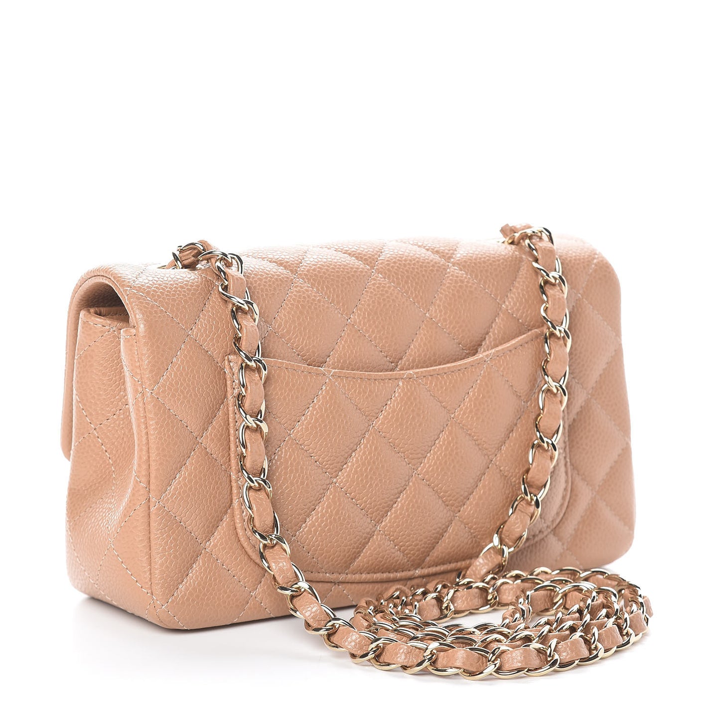 Caviar Quilted Mini Rectangular Flap Dark Beige