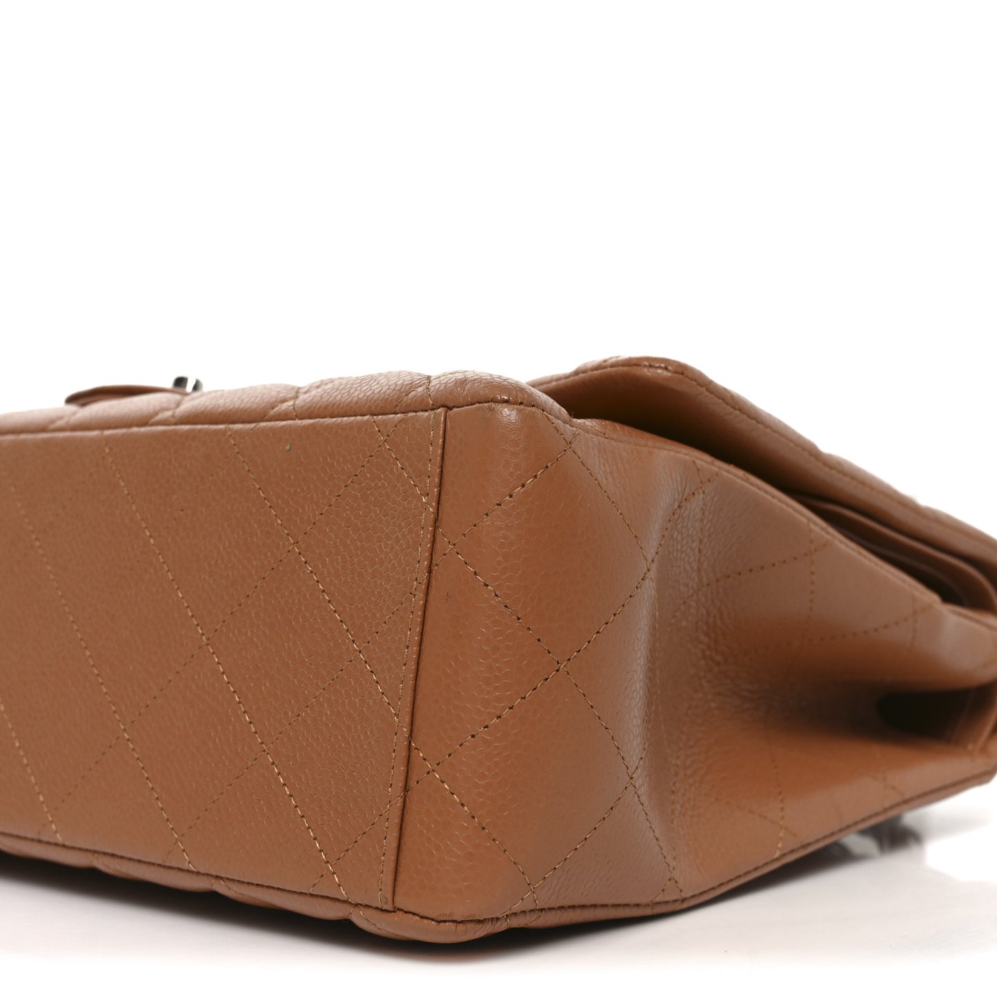 Caviar Quilted Maxi Double Flap Light Brown