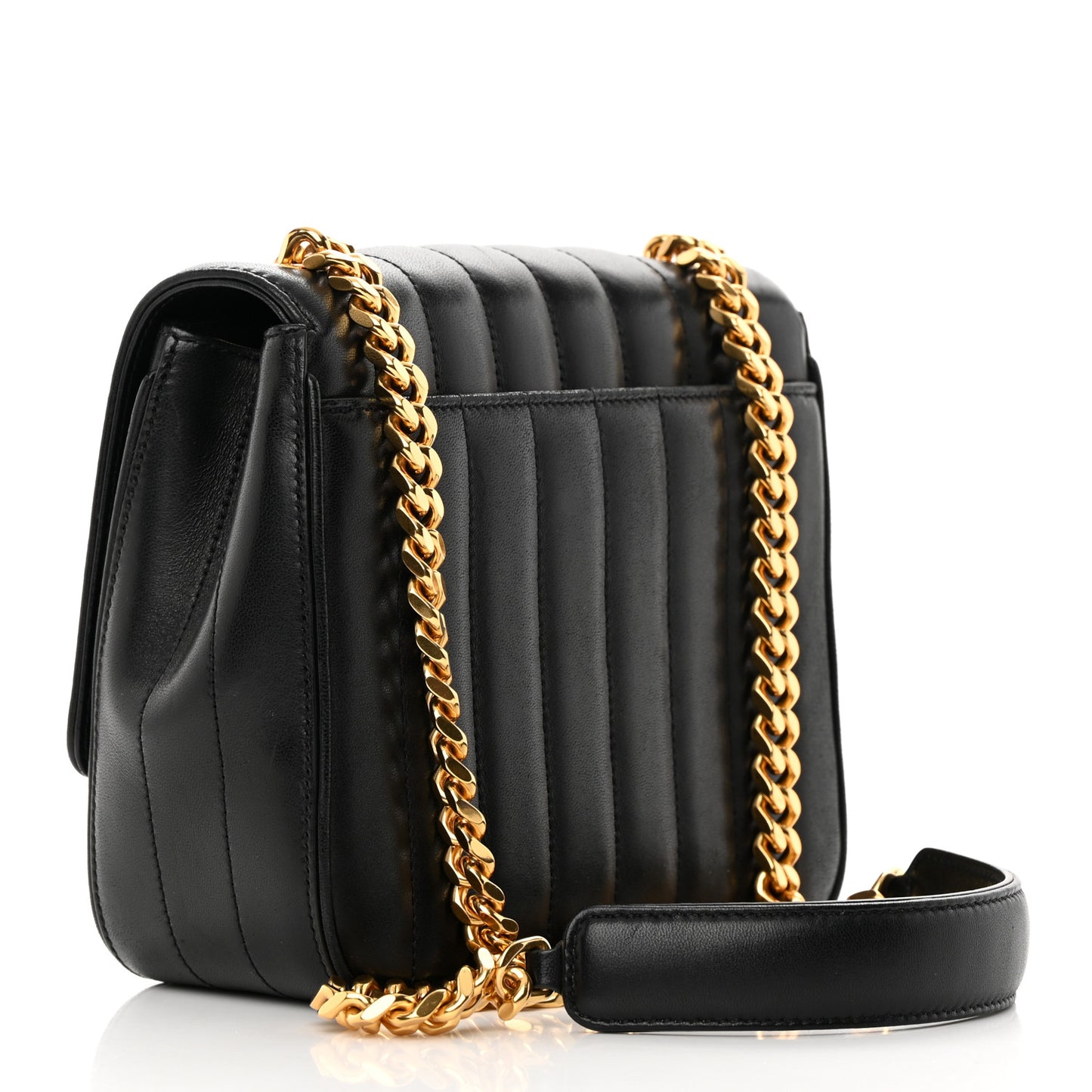 Lambskin Matelasse Monogram Medium Vicky Chain Bag Black