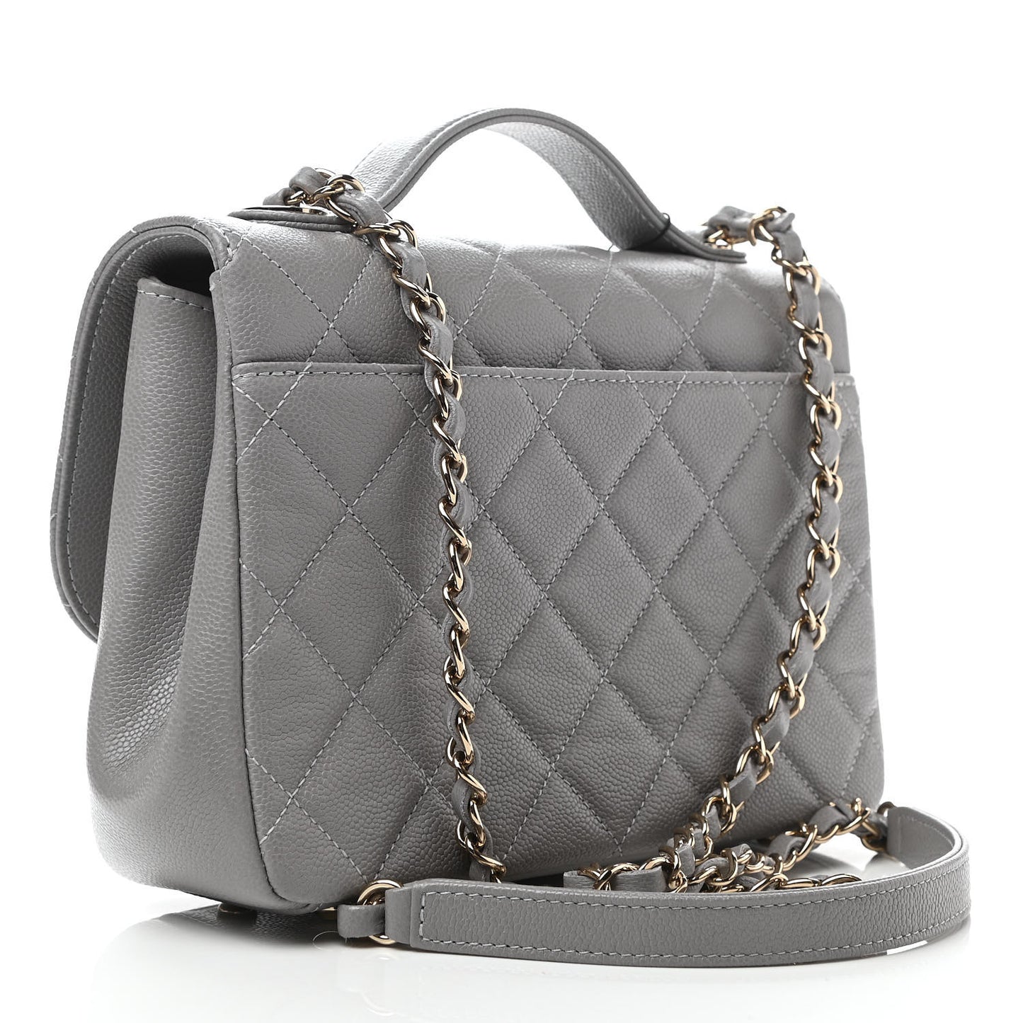 Caviar Quilted Medium Business Affinity Flap Grey