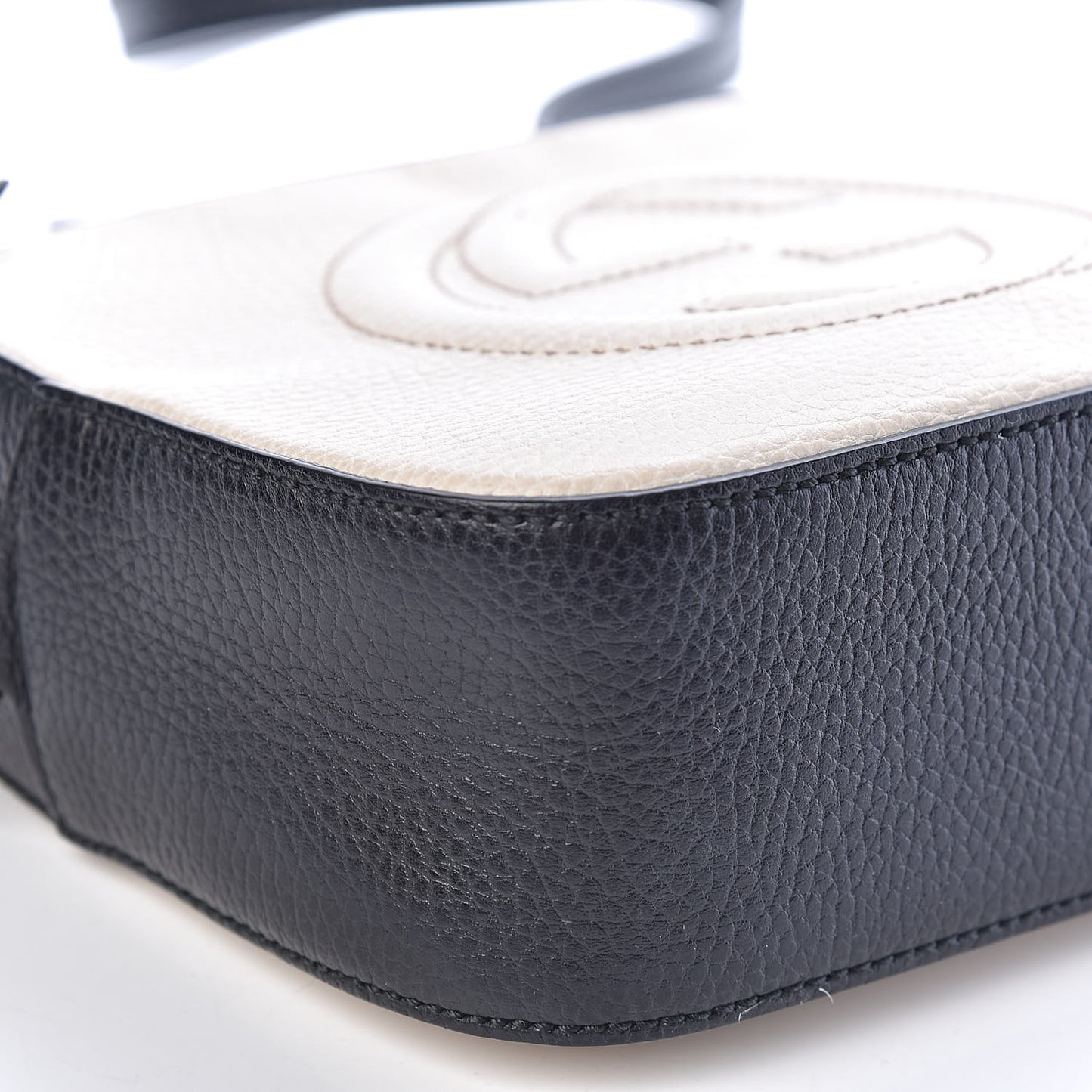 Dollar Calfskin Bi-Color Small Soho Disco Bag Mystic White Black