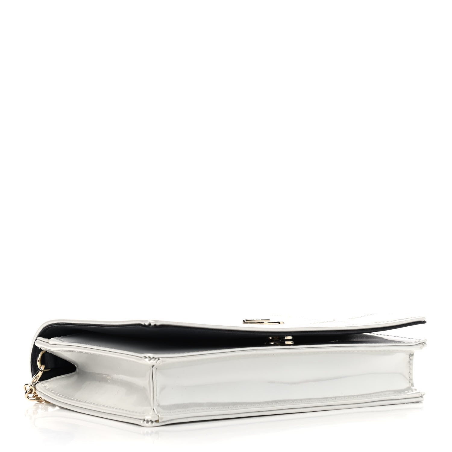 Christian Dior Patent Micro-Cannage Diorama Wallet on Chain Pouch White 4 of 8