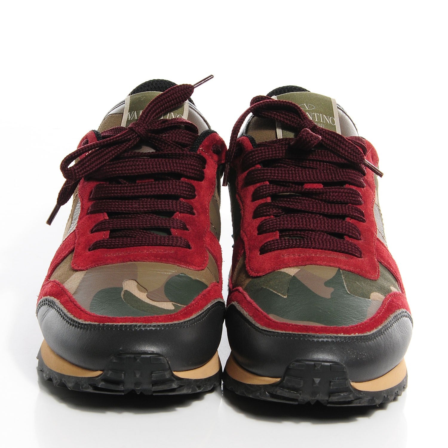 Valentino Garavani Fabric Suede Camouflage Womens Rockrunner Sneakers 38 Multicolor 2 of 6
