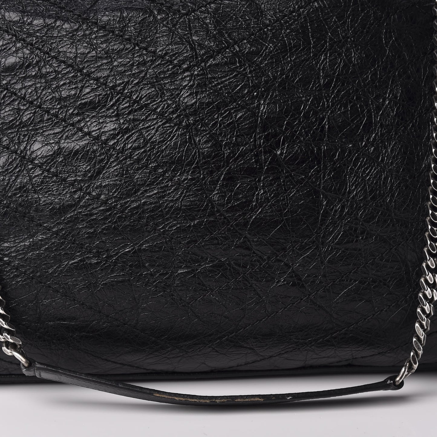 Crinkled Calfskin Matelasse Monogram Large Niki Shopping Tote Bag Black