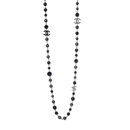 Chanel Ruthenium Beaded CC Long Necklace Black 1 of 6