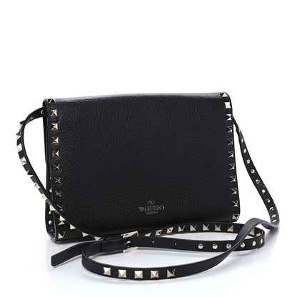 Valentino Garavani Pebbled Calfskin Medium Rockstud Flip Lock Crossbody Bag Black 3 of 9