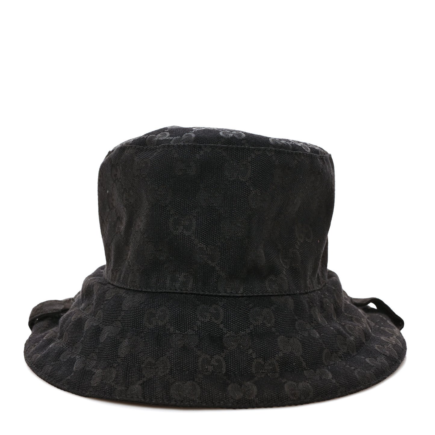 Canvas Nylon Monogram Reversible Self-Tie Bucket Hat Black