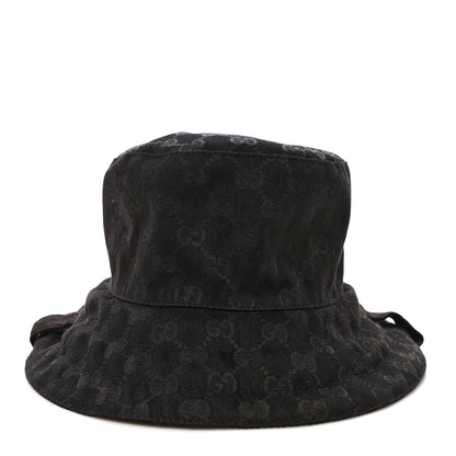 Gucci Canvas Nylon Monogram Reversible Self-Tie Bucket Hat Black 3 of 8