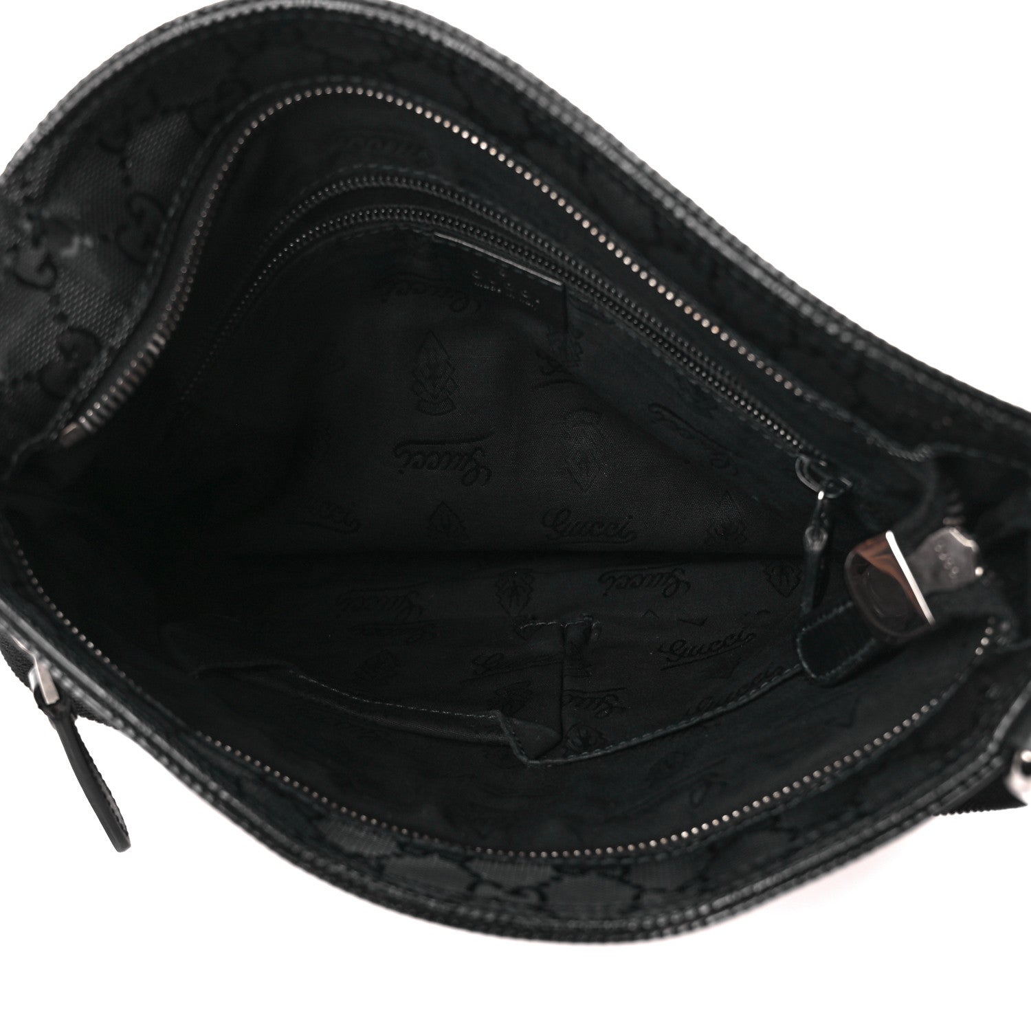 Gucci Nylon Monogram Medium Flat Messenger Bag Black 5 of 13