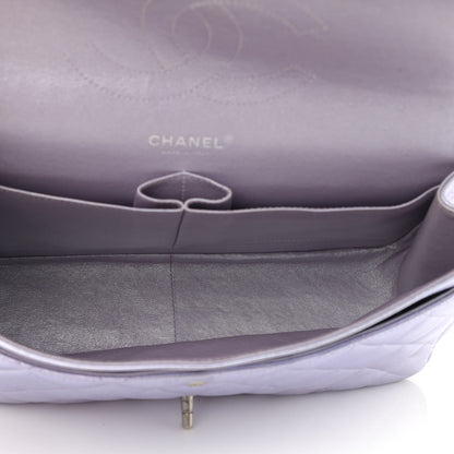 Chanel Metallic Lambskin Quilted Jumbo Double Flap Light Purple 5 of 13