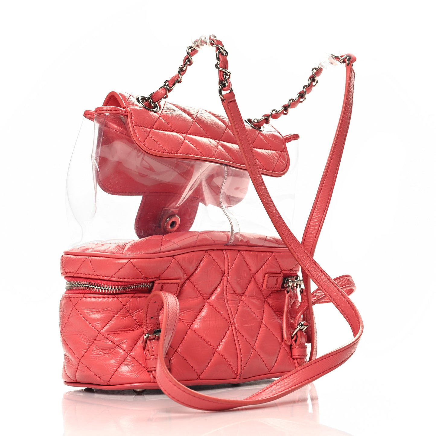 Crumpled Calfskin PVC Quilted Backpack Pink