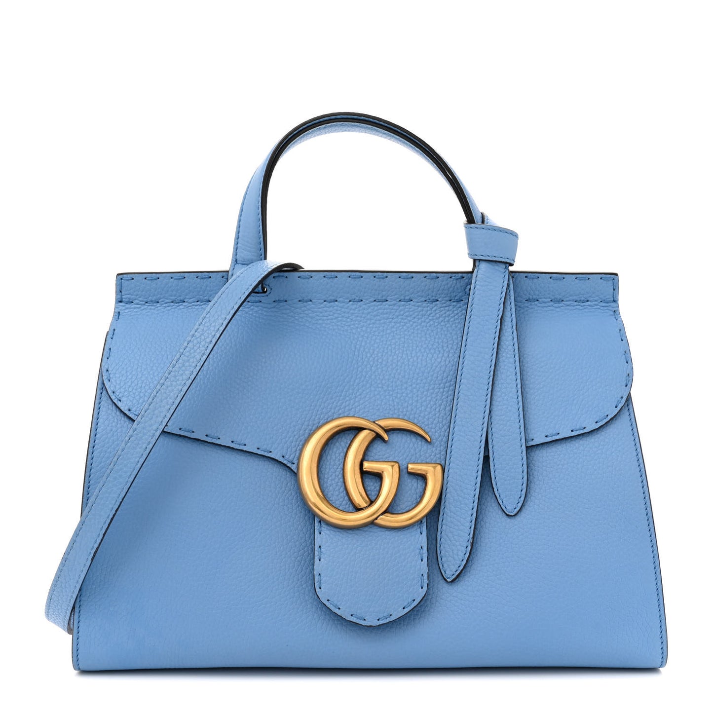 Calfskin Small GG Marmont Top Handle Bag Clear Sky Blue