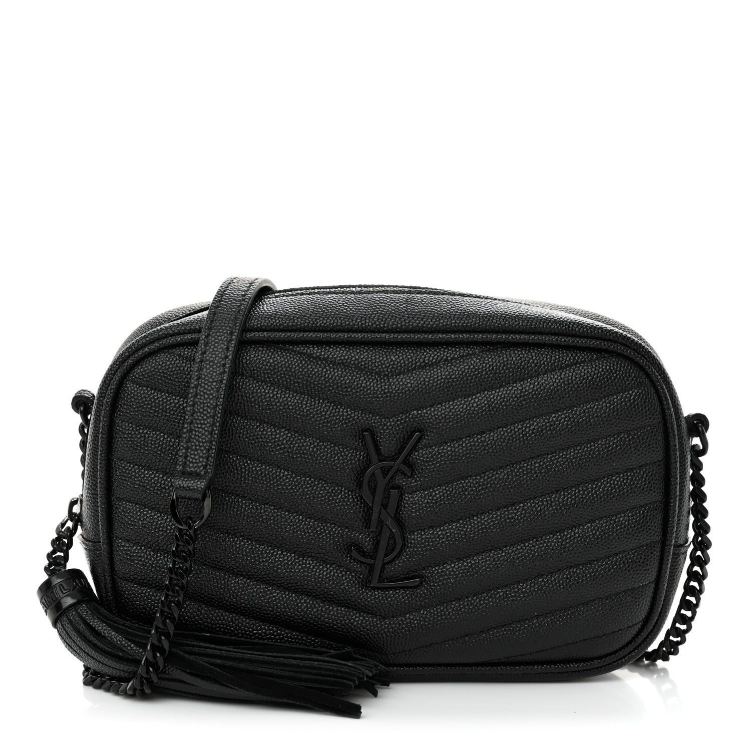 Saint Laurent Grain De Poudre Matelasse Monochrome Monogram Mini Lou Camera Bag Black 1 of 10