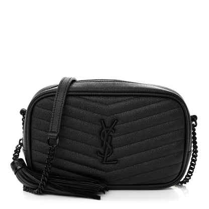 Saint Laurent Grain De Poudre Matelasse Monochrome Monogram Mini Lou Camera Bag Black 1 of 10