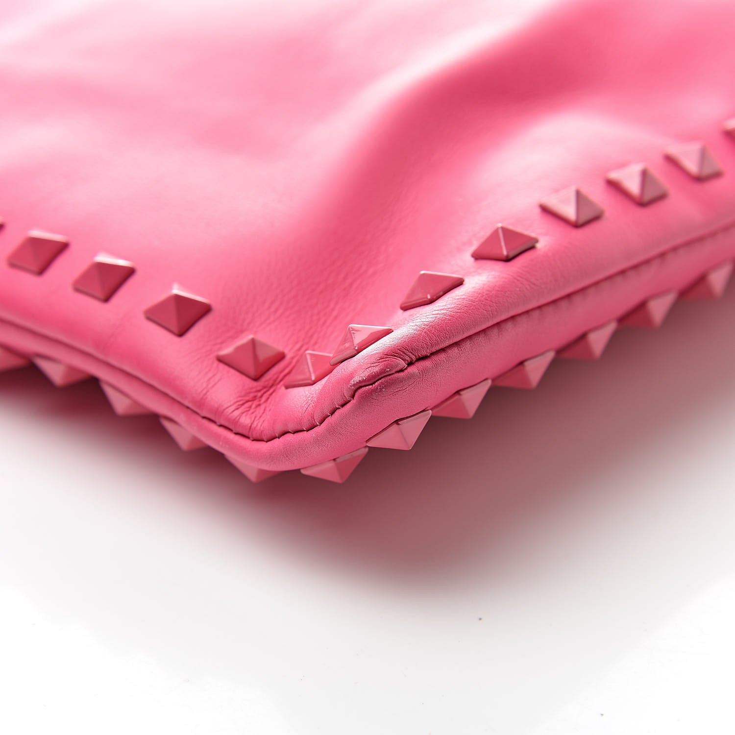 Valentino Garavani Vitello Monochrome Large Rockstud Zip Wristlet Pouch Pop Fuxia 9 of 10