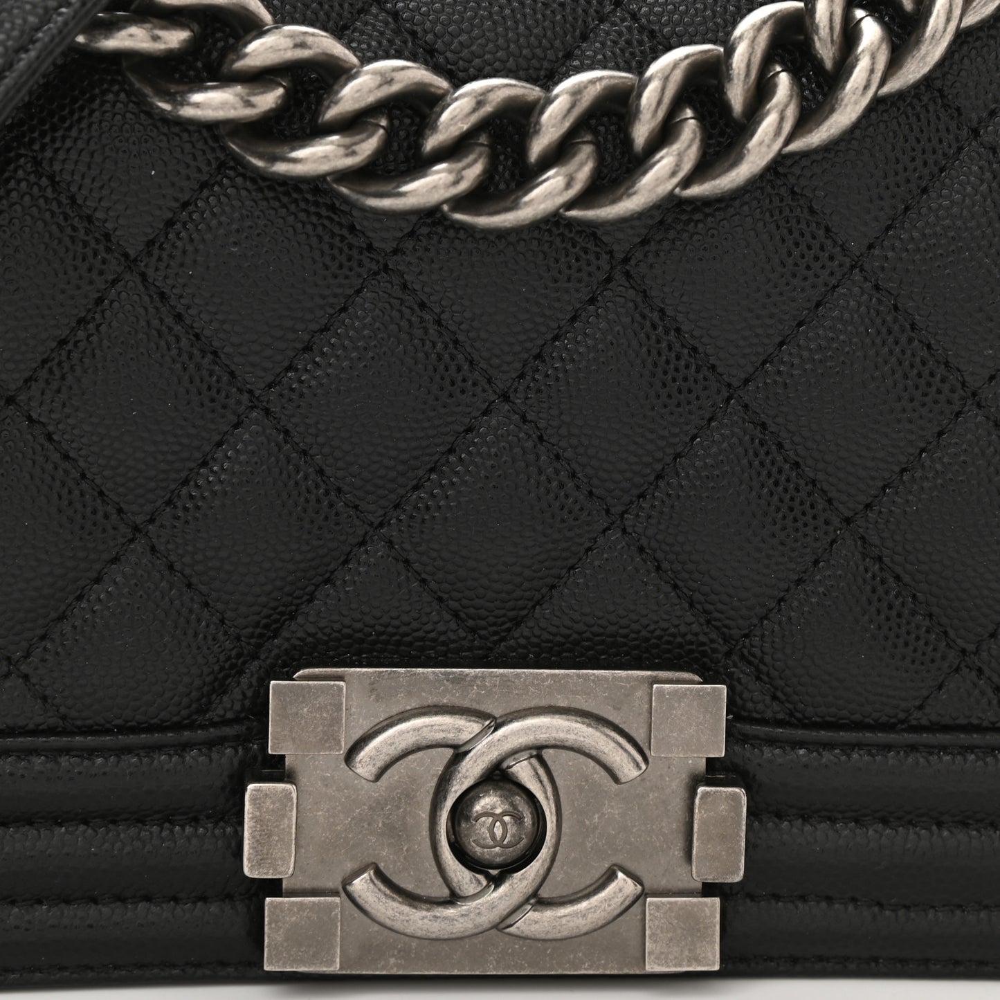 Caviar Quilted Small Boy Flap Black