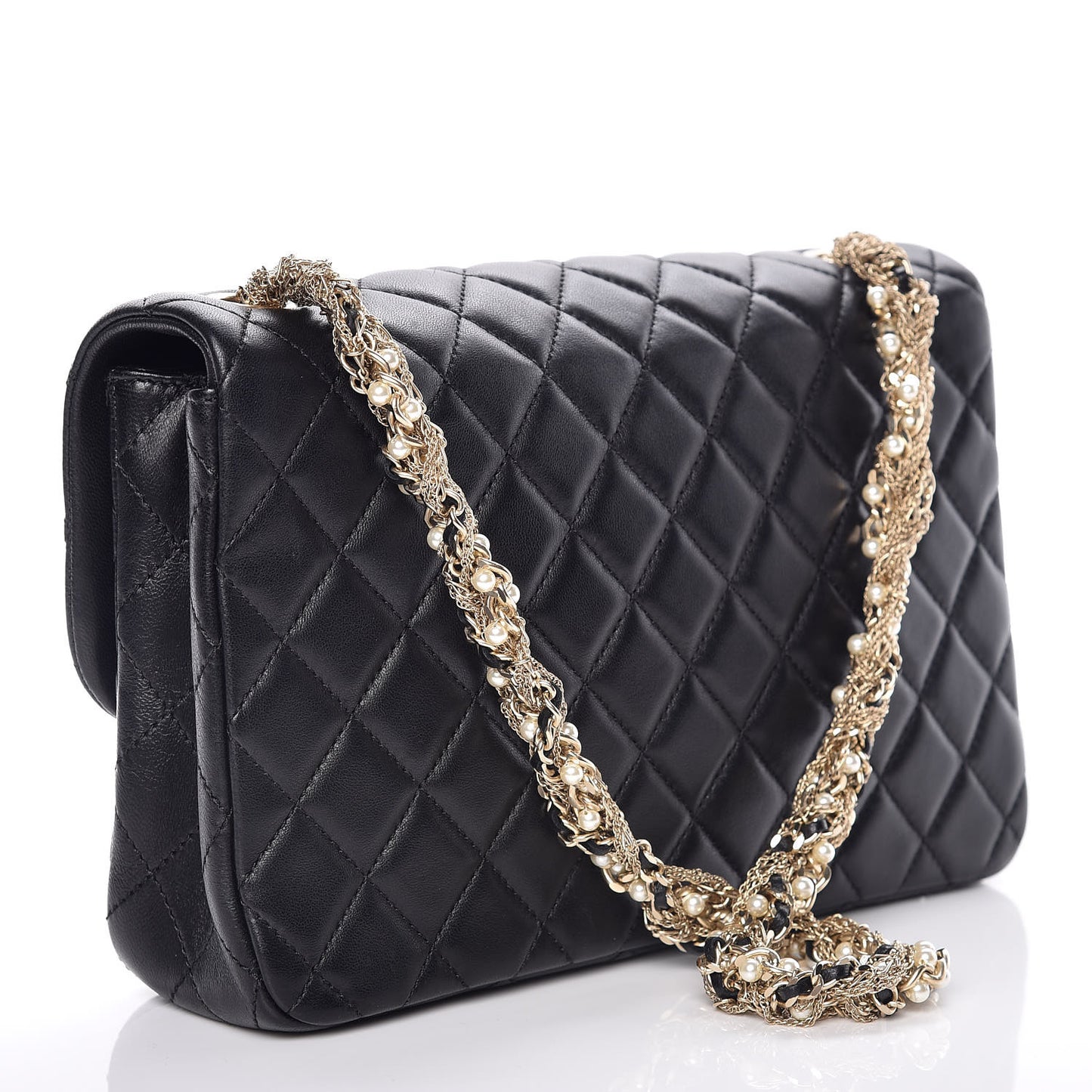 Lambskin Quilted Medium Westminster Pearl Flap Black