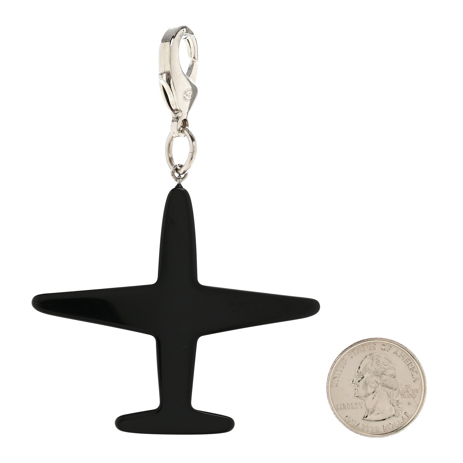 Chanel Resin Pearl CC Airplane Keychain Black White 2 of 4